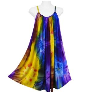 Starburst Tie-Dye Swingy Sundress, Long Top
